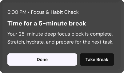 Time for a 5-minute break reminder